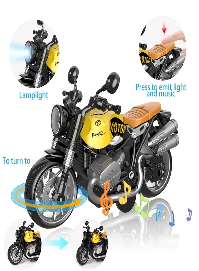 MLcnleS Alloy Metal Diecast Motorcycle Model Toy Set, 4 Pack of 1:12 Scale Die-Cast Motorcycles with Light&Sounds, Pull Back Function Toy Moto Bike for Kids Boys Girls and Collectors Ages 3 and up - Image 3